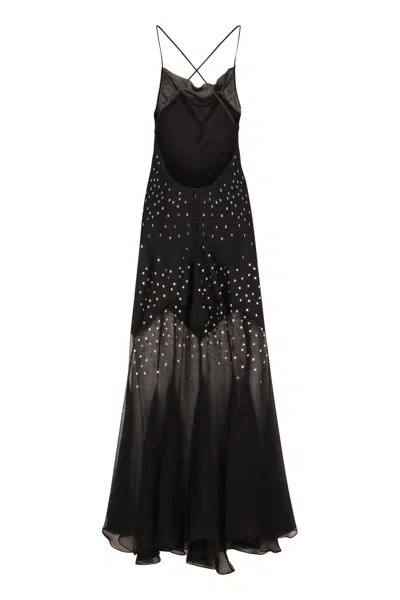 Shop Rabanne Satin Maxi Dress In Black