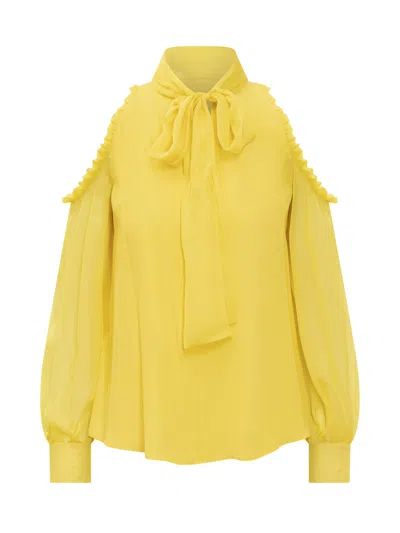 Shop Pinko Gamay Crepe Blouse In Yellow