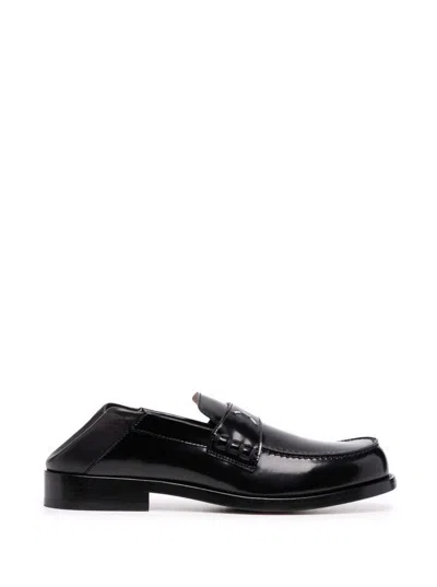 Shop Maison Margiela Womans Black Glossy Leather Loafers
