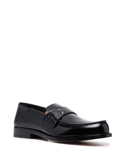 Shop Maison Margiela Womans Black Glossy Leather Loafers