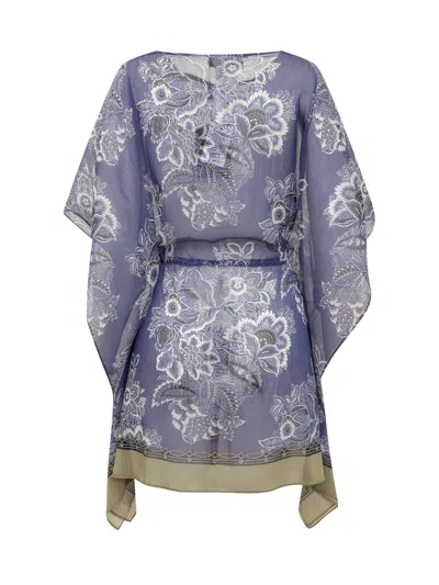 Shop Etro Beachwear Mini Dress In Fdo Blu
