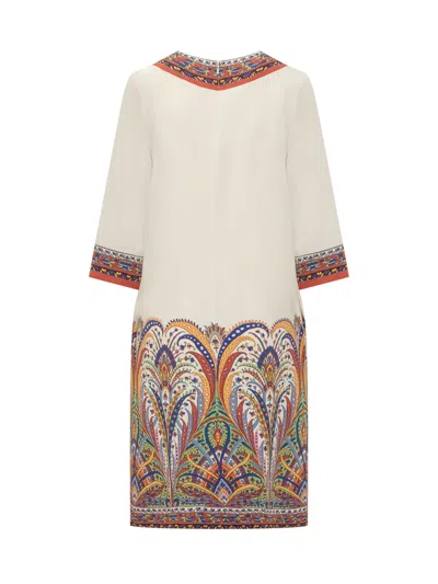 Shop Etro Printed Knit Dress In Fdo Bianco