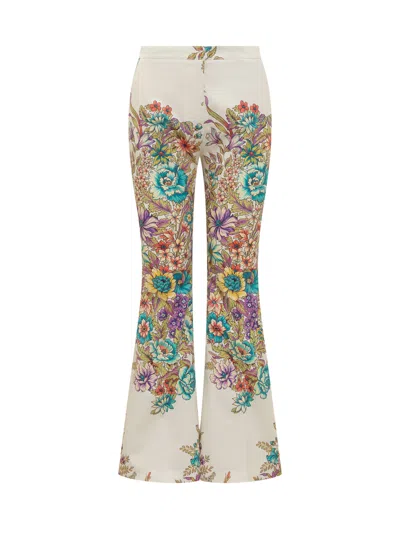 Shop Etro Bouquet Trousers In Fdo Bianco