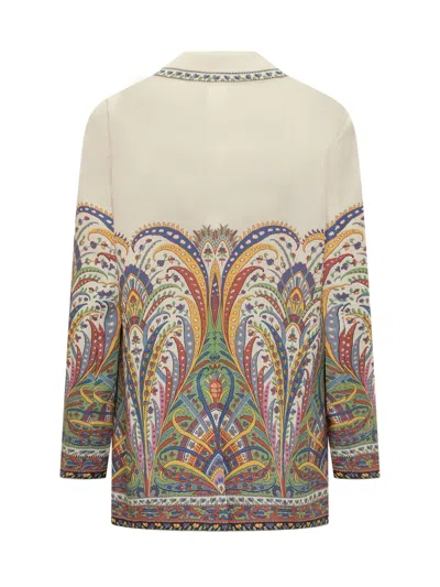 Shop Etro Jacket With Abstract Floral Print In Fdo Bianco