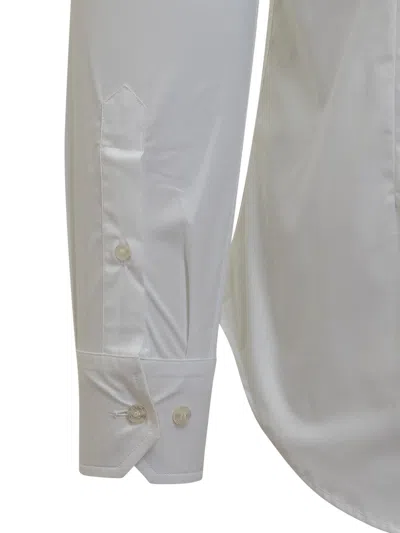 Shop Etro Cotton Shirt With Logo In Bianco Ottico