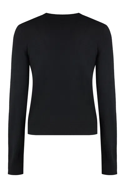 Shop Apc Nina Crew-neck Wool Sweater In Black