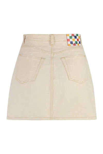 Shop Casablanca Denim Mini Skirt In Panna