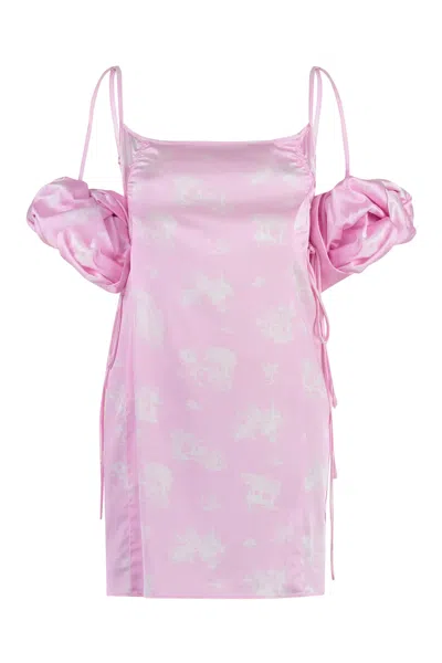 Shop Jacquemus Chou Satin Dress In Pink