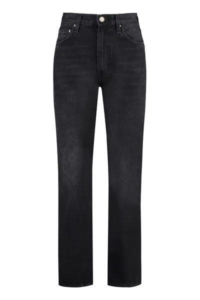 Shop Totême Twisted Seam 5-pocket Straight-leg Jeans In Black