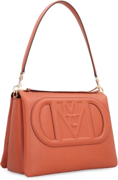 Shop Mcm Travia  Mode Leather Crossbody Bag In Saddle Brown