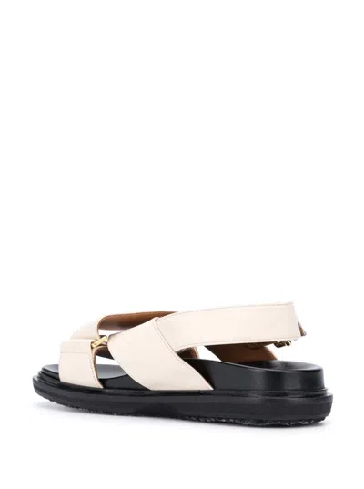 Shop Marni White Sandals With Crossed Bands In Leather Woman