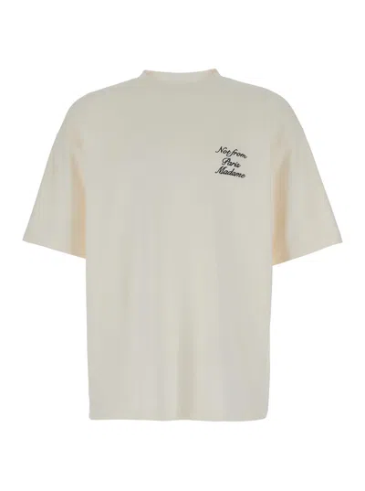 Shop Drôle De Monsieur White Crew Neck T-shirt With Print In Cotton Man