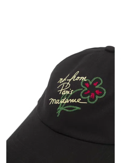 Shop Drôle De Monsieur Black Baseball Cap With Logo Embroidery In Cotton Man