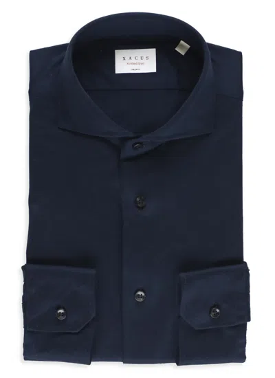 Shop Xacus Knitted Shirt In Blue
