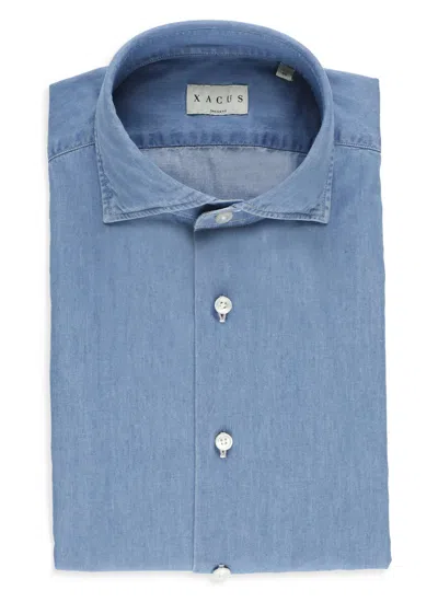 Shop Xacus Cotton Shirt In Blue