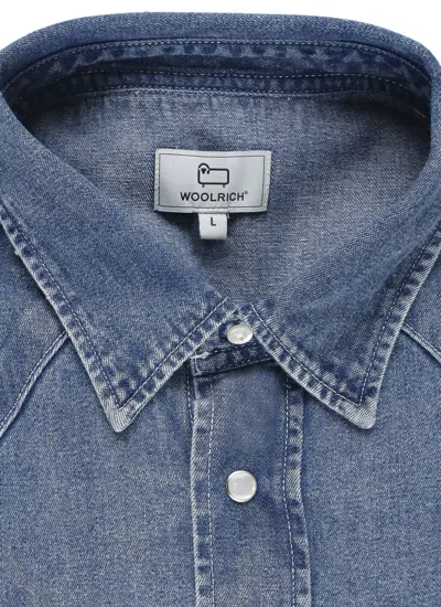 Shop Woolrich Cotton Shirt In Blue