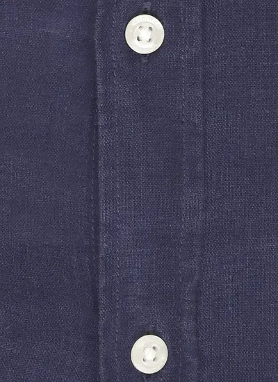 Shop Woolrich Linen Shirt In Blue