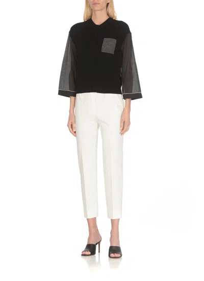 Shop Peserico Cotton And Silk Cardigan In Black