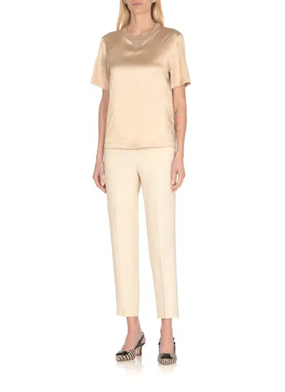 Shop Peserico Silk And Cotton T-shirt In Beige