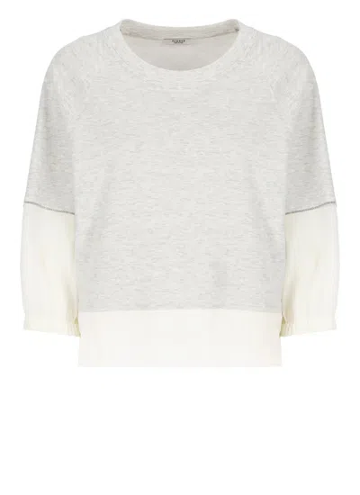 Shop Peserico Cotton And Silk Sweatshirt In Grey
