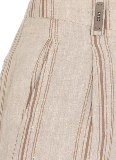 Shop Peserico Linen Pants In Beige