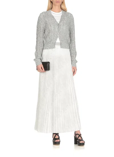 Shop Peserico Pleated Skirt In Grey