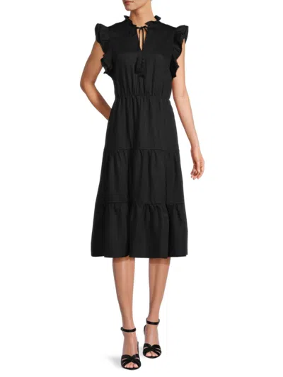 Shop Saks Fifth Avenue Women's Flutter A Line Dress In Very Black