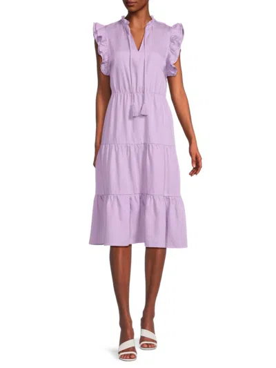 Shop Saks Fifth Avenue Women's Flutter A Line Dress In Lilac