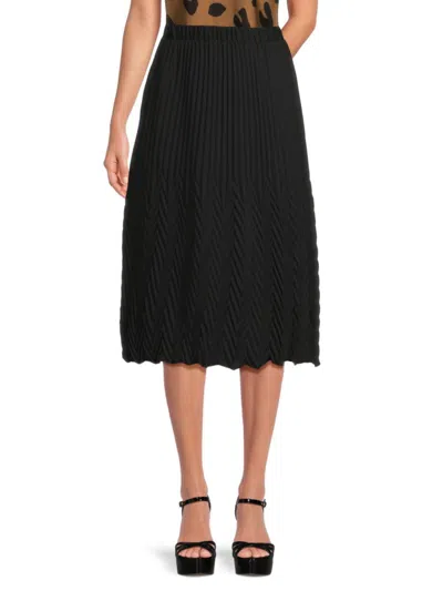 Shop Nanette Lepore Women's Knit A Line Midi Skirt In Very Black