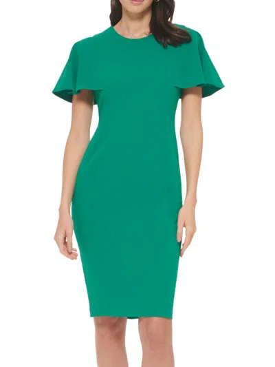 Shop Calvin Klein Women's Flutter Sleeve Sheath Dress In Meadow Green