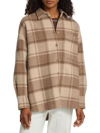 Atm Anthony Thomas Melillo Plaid Flannel Tomboy Shirt Jacket In Tan Multi