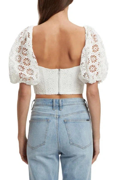 Shop Bardot Daisy Floral Eyelet Corset Crop Top In Orchid White