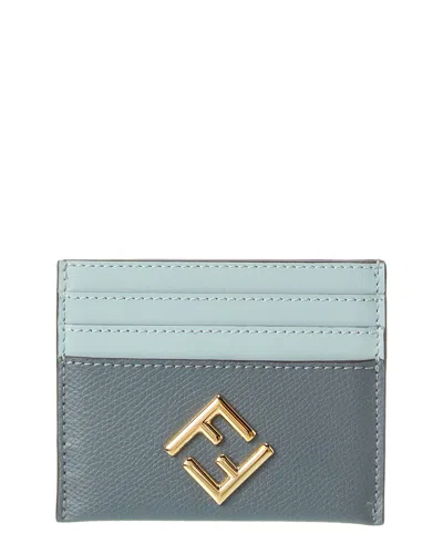 Shop Fendi Ff Diamonds Leather Card Holder In Blue