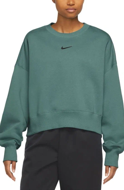 Shop Nike Phoenix Fleece Crewneck Sweatshirt In Bicoastal/ Black