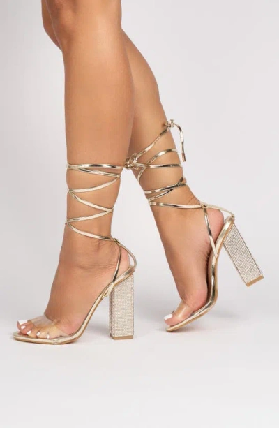 Touch Ups Silver Ankle Wrap Sandal In Gold