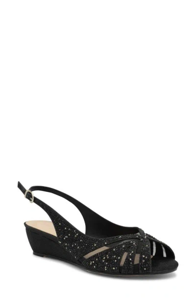 Shop Paradox London Pink Jocelyn Slingback Wedge Sandal In Black