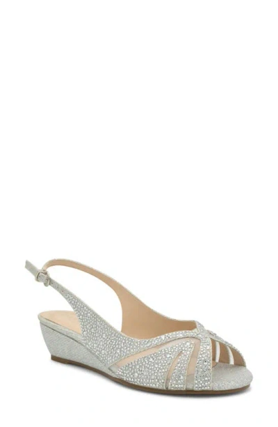 Shop Paradox London Pink Jocelyn Slingback Wedge Sandal In Silver