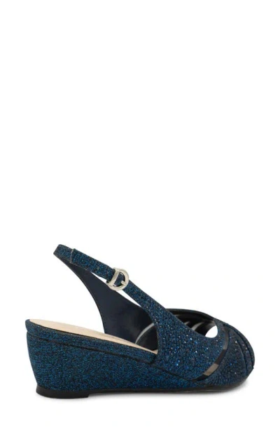 Paradox London Pink Jocelyn Slingback Wedge Sandal In Navy