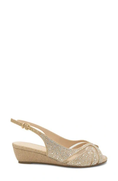 Paradox London Pink Jocelyn Slingback Wedge Sandal In Champagne