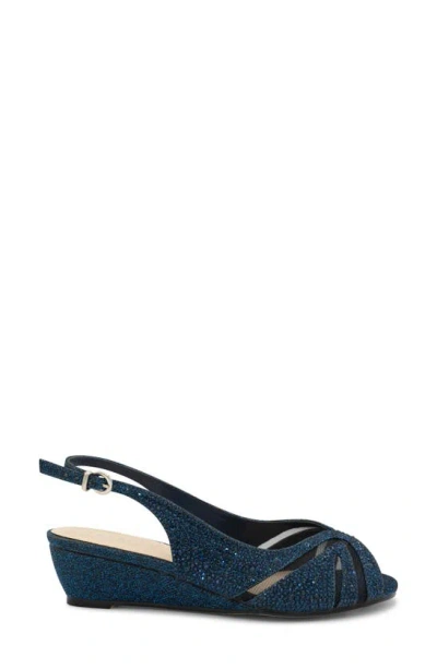 Shop Paradox London Pink Jocelyn Slingback Wedge Sandal In Navy