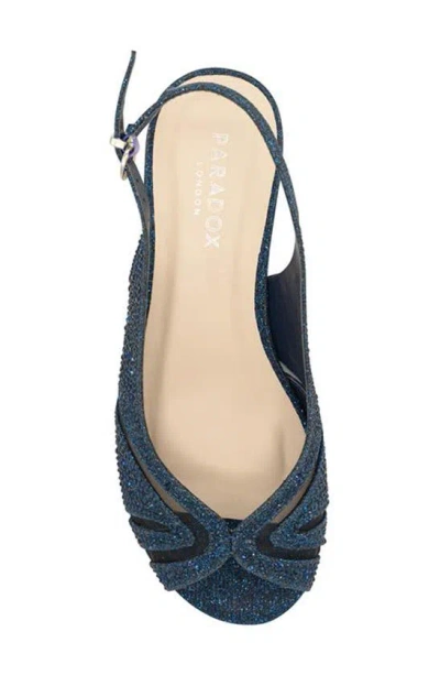 Paradox London Pink Jocelyn Slingback Wedge Sandal In Navy