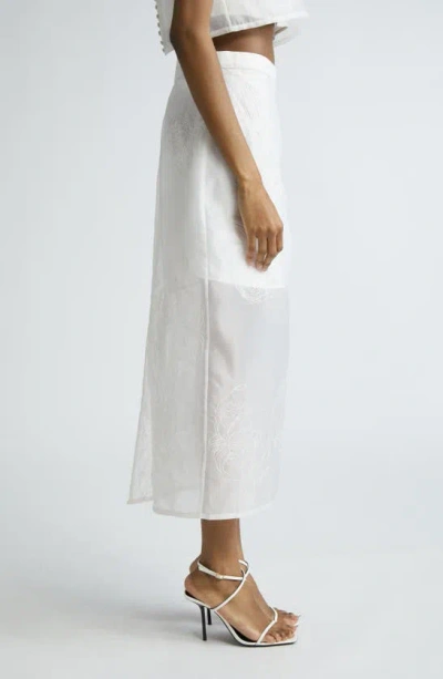 Shop Cinq À Sept Etta Floral Embroidered Maxi Skirt In Ivory