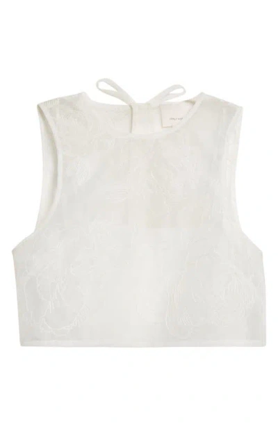 Shop Cinq À Sept Etta Embroidered Sleeveless Crop Top In Ivory