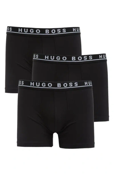 Shop Hugo Boss 3-pack Stretch Cotton Boxer Briefs In Black