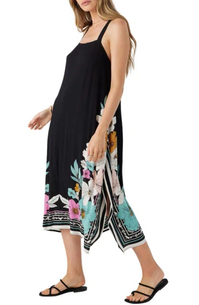 Shop O'neill Spencer Abbie Floral Cover-up Dress In Black