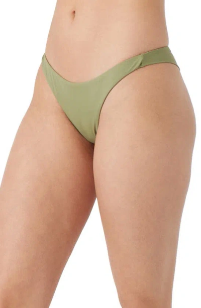 O'neill Hermosa Saltwater Solids Bikini Bottoms In Oil Green