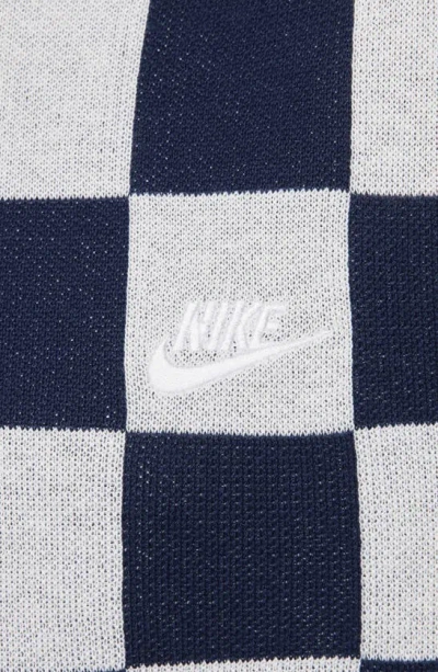 Shop Nike Club Checkers Jacquard Polo Sweater In Midnight Navy/ Sail