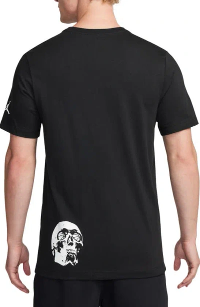 Shop Jordan Flight Skull Graphic T-shirt In Black/ Wolf Grey/ White