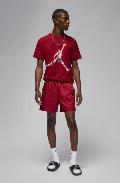 Shop Jordan Essential Poolside Drawstring Shorts In Team Red/ White