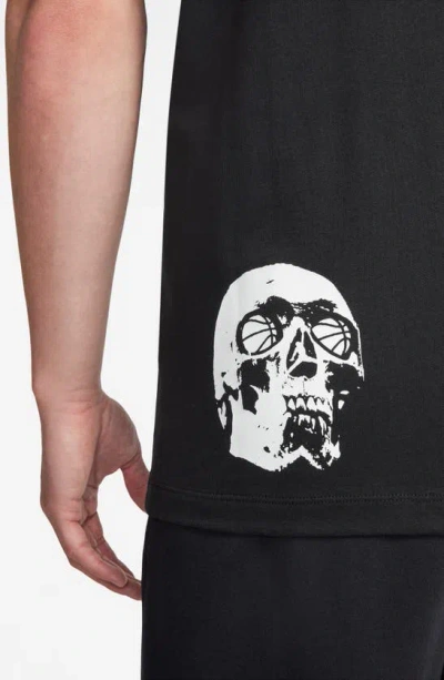 Shop Jordan Flight Skull Graphic T-shirt In Black/ Wolf Grey/ White